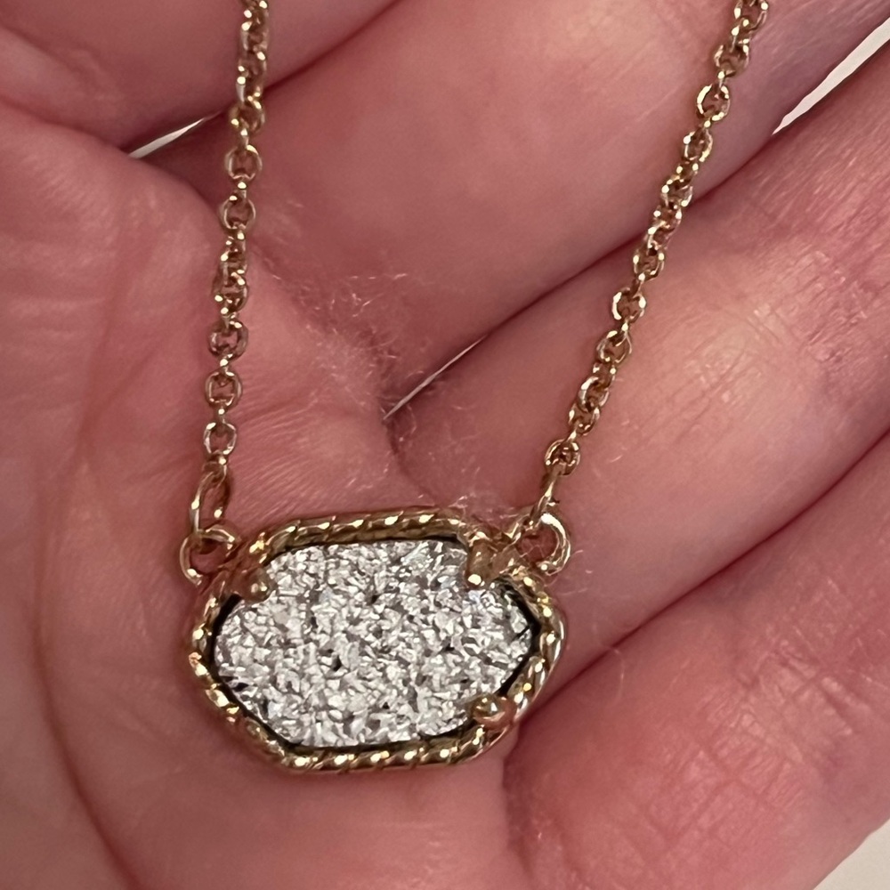 Silver Graphite Druzy Necklace